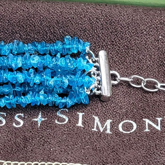 Sterling Silver Blue Apatite Chip Bracelet Multi-strand by Ross Simons DH169 - Picture 6 of 6